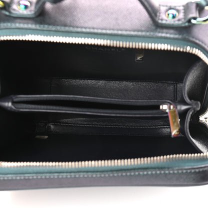 Chanel Iridescent Caviar Quilted Medium CC Filigree Vanity Case Dark Turquoise 5 of 9