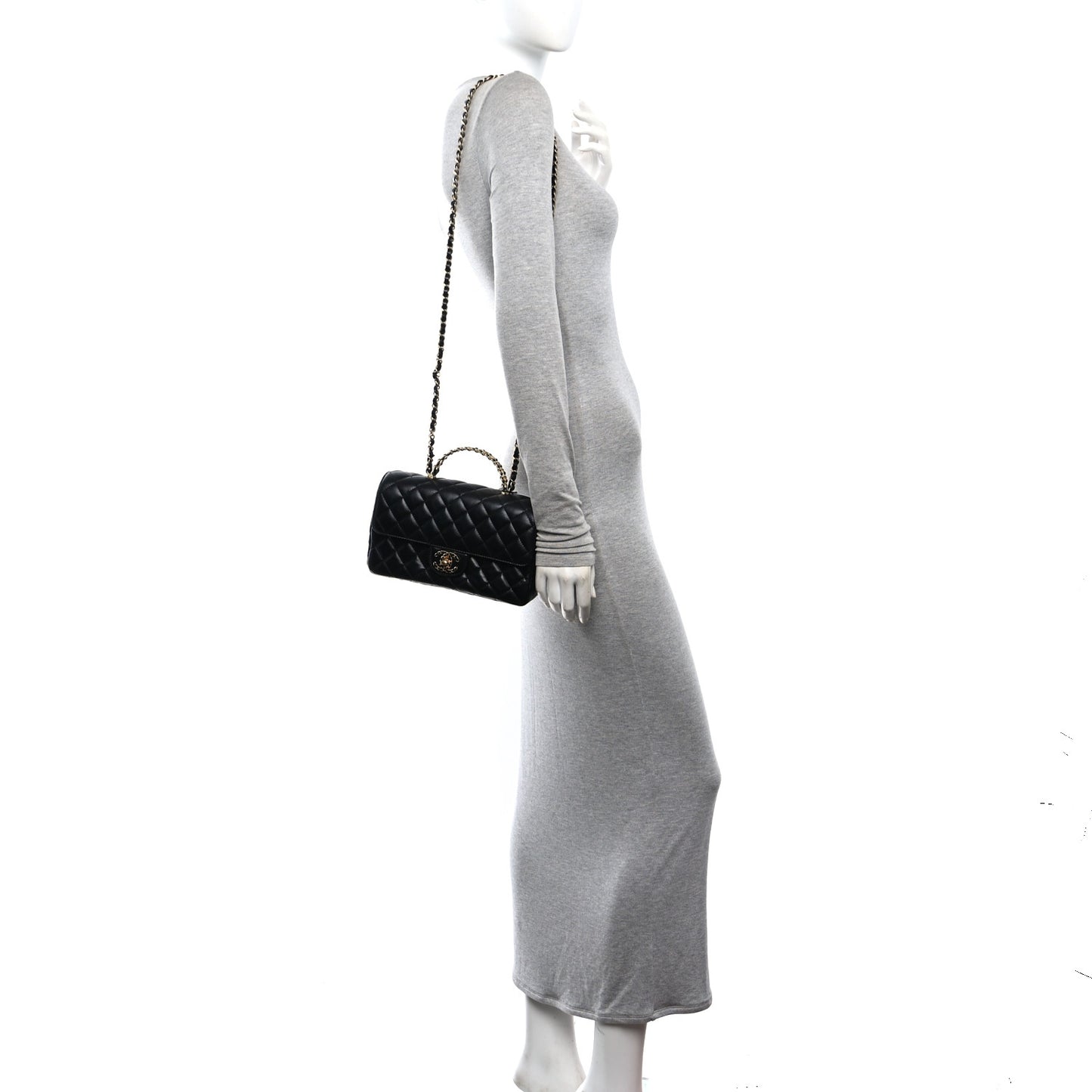 Lambskin Quilted Small Strass On Top Flap Bag Black