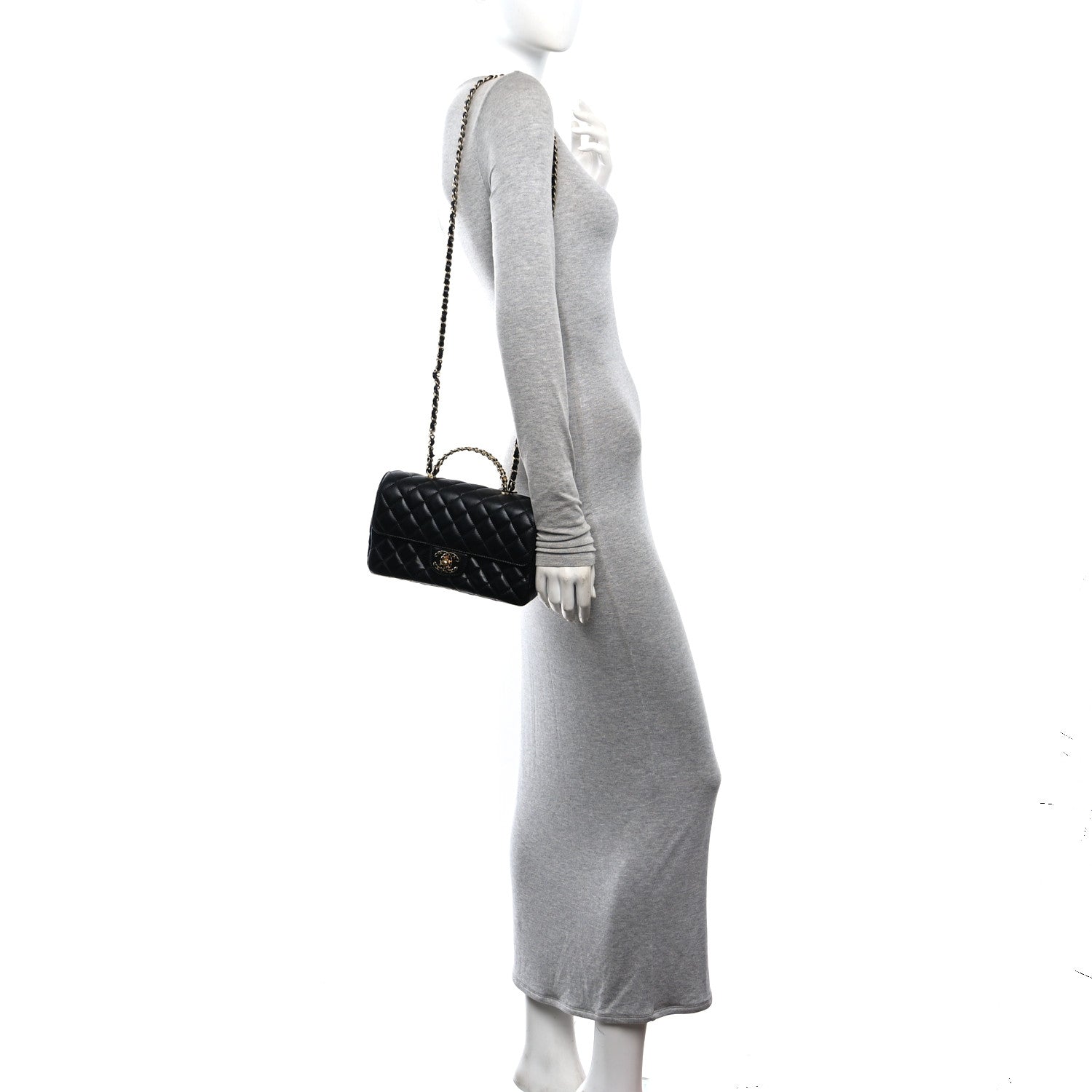 Chanel Lambskin Quilted Small Strass On Top Flap Bag Black 2 of 11