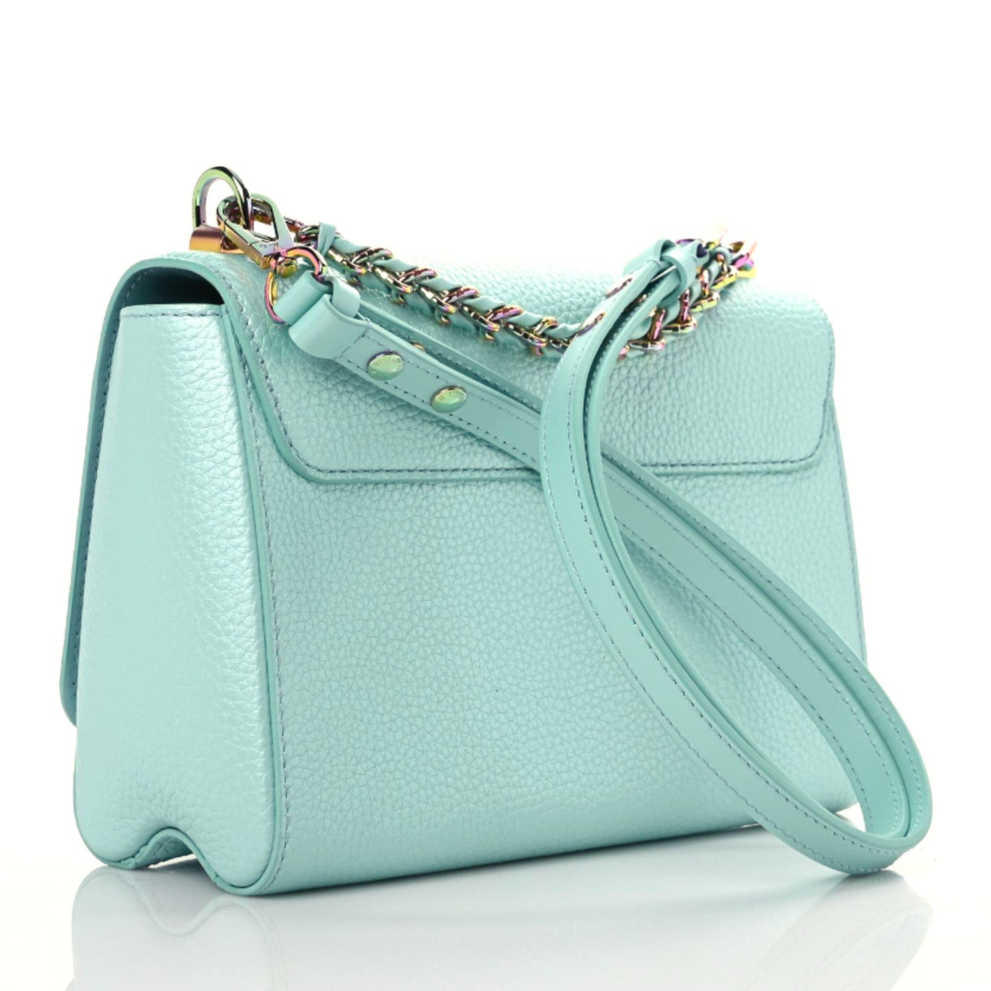 Iridescent Grained Calfskin Summer Splash Twist MM Blue