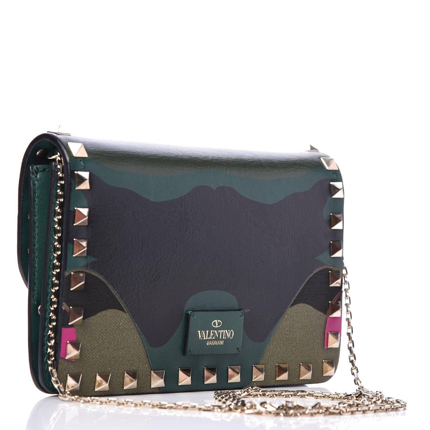 Valentino Garavani Nappa Canvas Camouflage Rockstud Chain Flap Crossbody Bag Multicolor 3 of 8