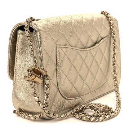 Chanel Metallic Caviar Quilted Medium CC Slide Flap Light Gold 3 of 11