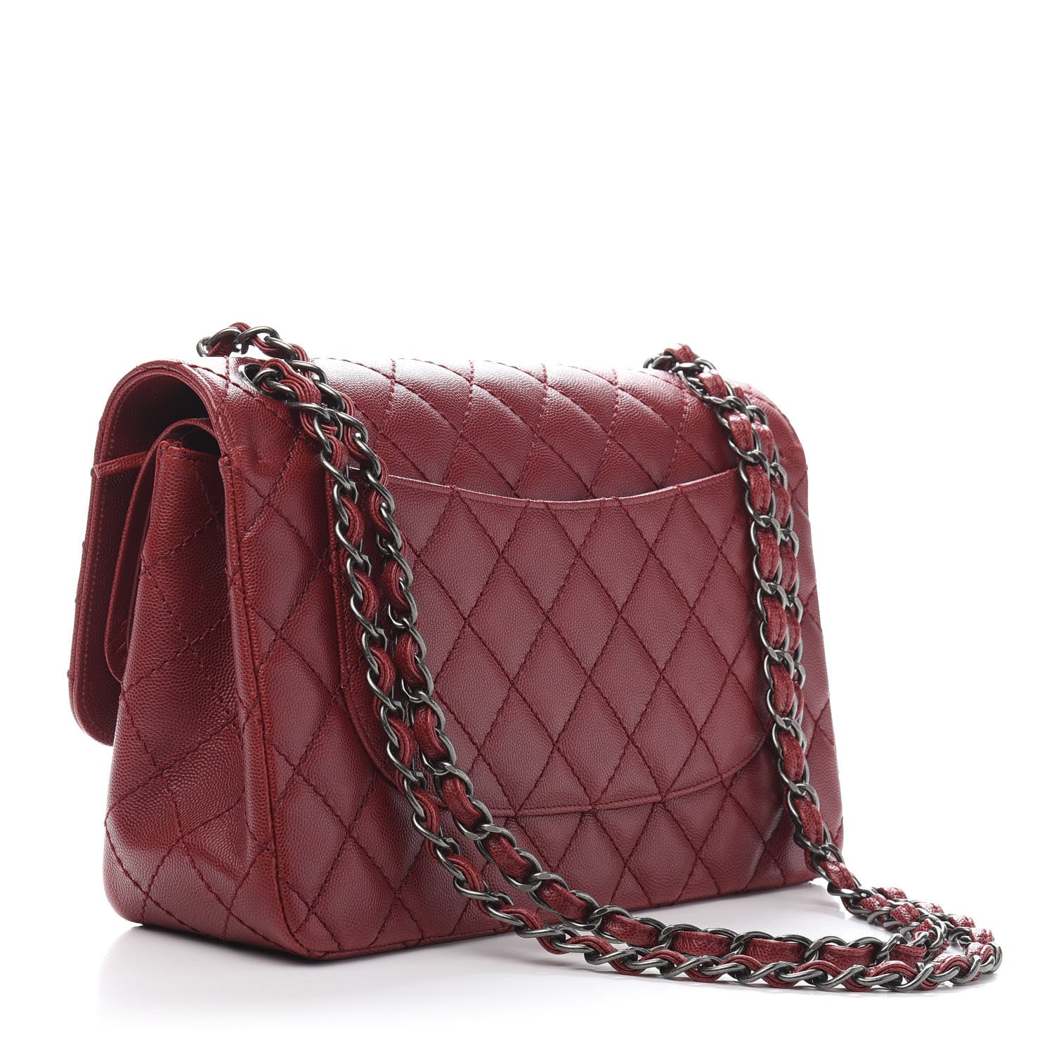 Chanel Caviar Quilted Jumbo Double Flap Red 3 of 10