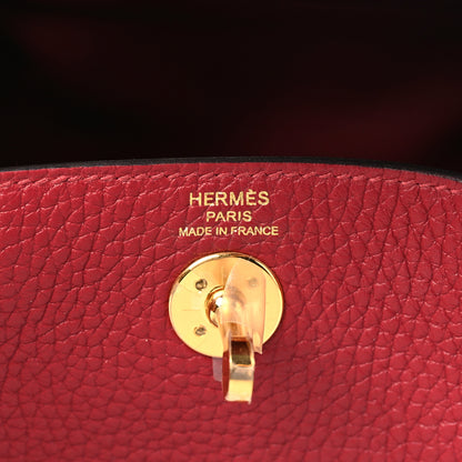 Hermes Taurillon Clemence Mini Lindy 20 Rouge Grenat 6 of 10