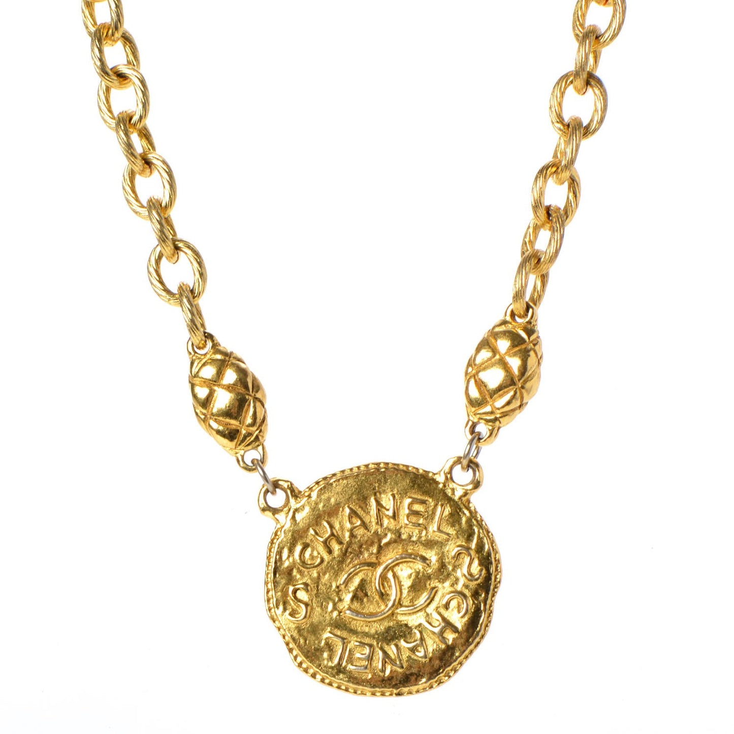 Chain CC Medallion Necklace Gold