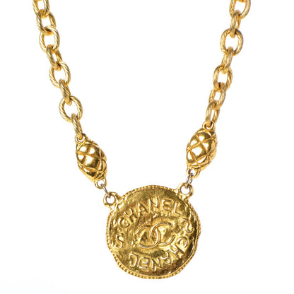 Chanel Chain CC Medallion Necklace Gold 1 of 8