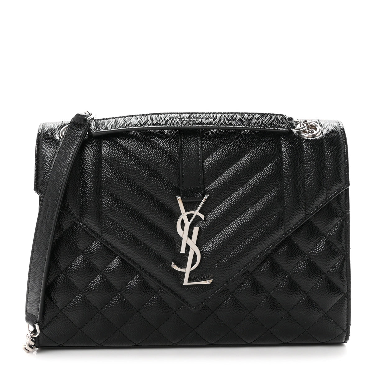 Saint Laurent Grain De Poudre Textured Mixed Matelasse Triquilt Medium Monogram Satchel Black 1 of 11
