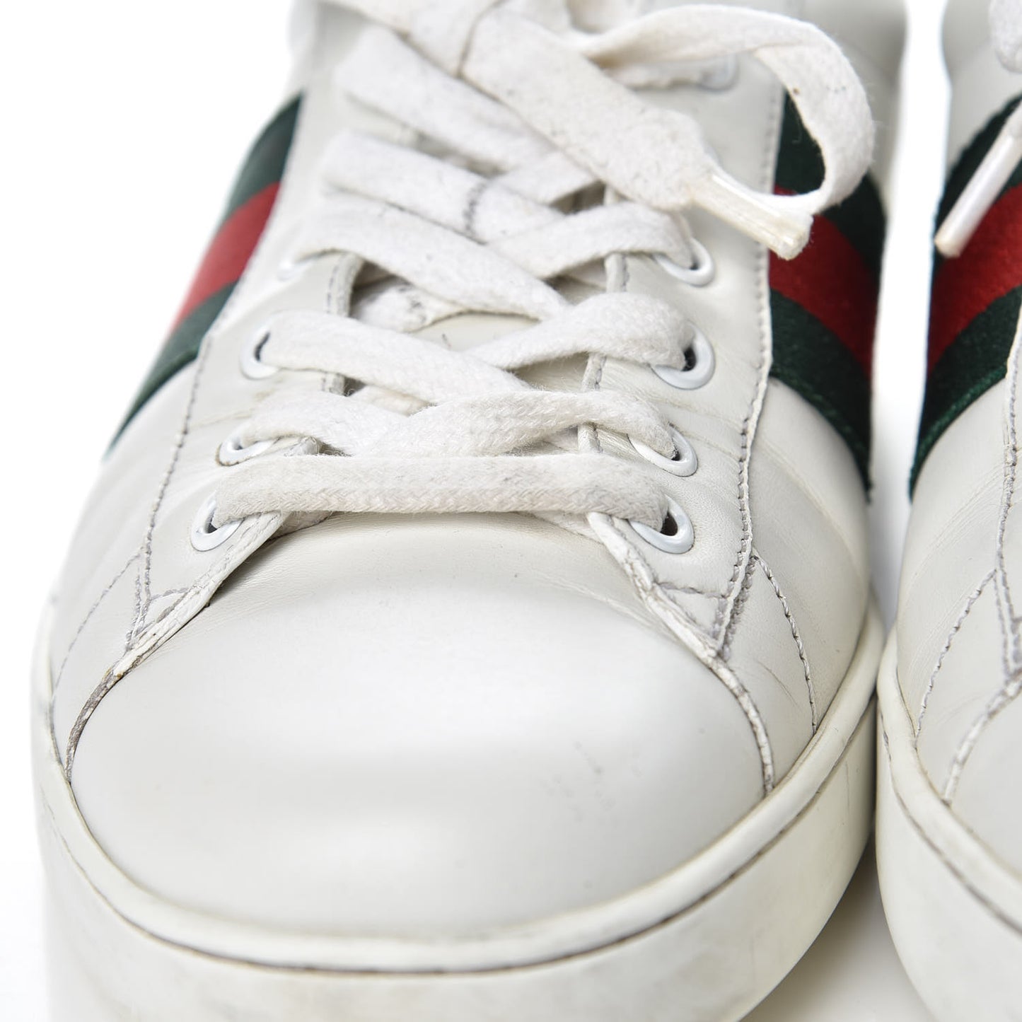 Calfskin Crocodile Web Mens Ace Sneakers 8.5 White Green