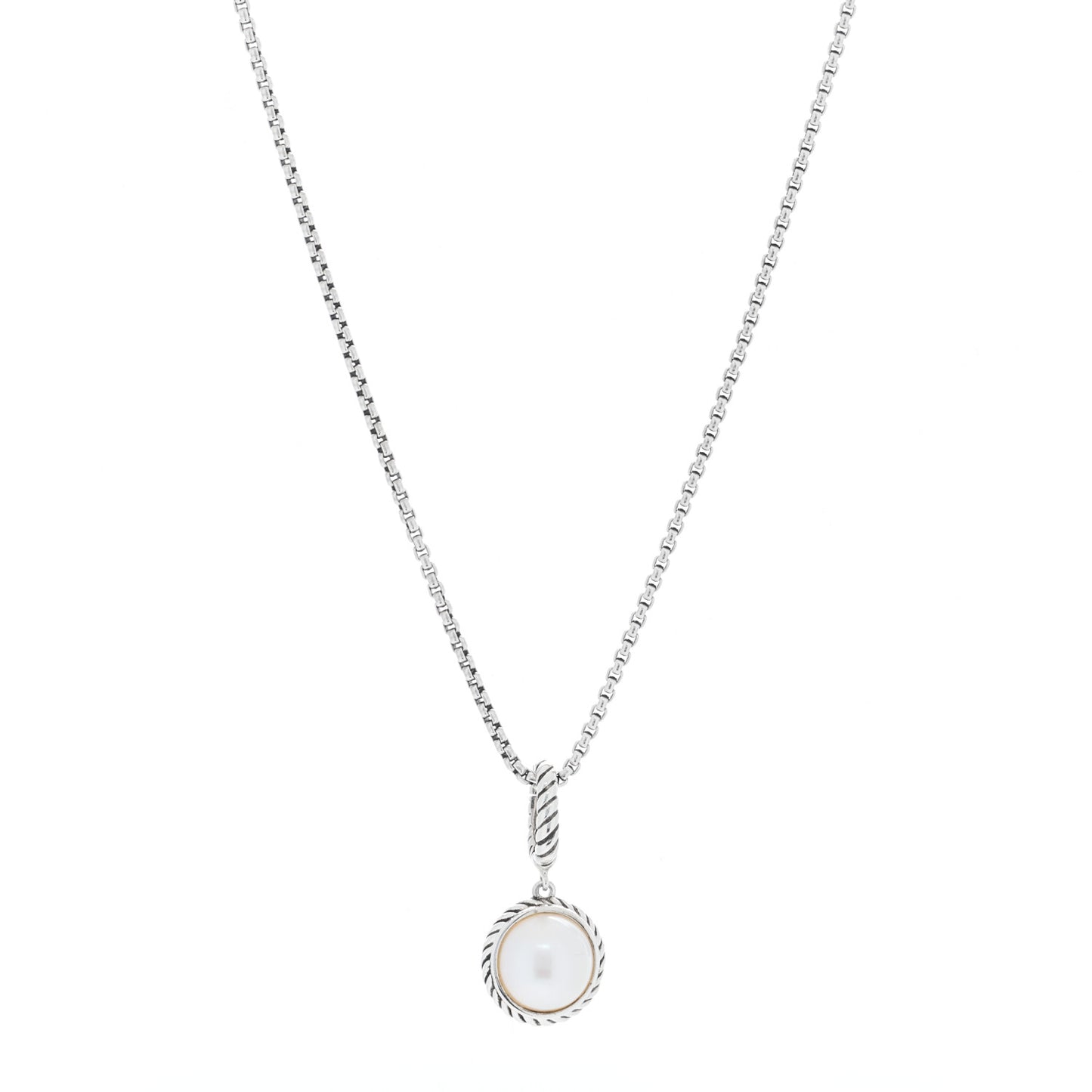 Sterling Silver Pearl Cable Pendant Necklace