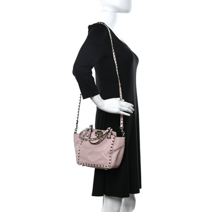Valentino Garavani Pebbled Calfskin Mini Rockstud Tote Water Rose 3 of 13