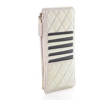 Chanel Iridescent Lambskin Quilted Classic Flat Wallet Pouch Ivory 3 of 8