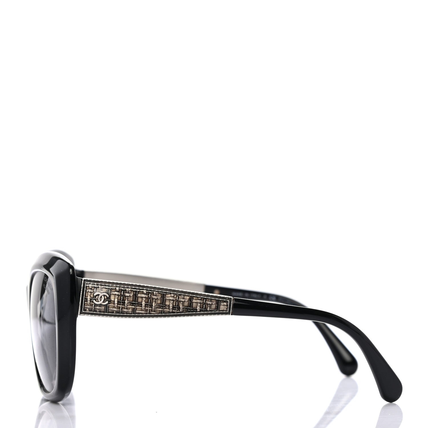 Chanel Acetate Tweed Effect CC Sunglasses Black 3 of 8