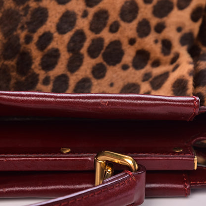 Fendi Calf Hair Leopard Print Large Peekaboo Iconic Satchel Rosso Cilegia 9 of 14
