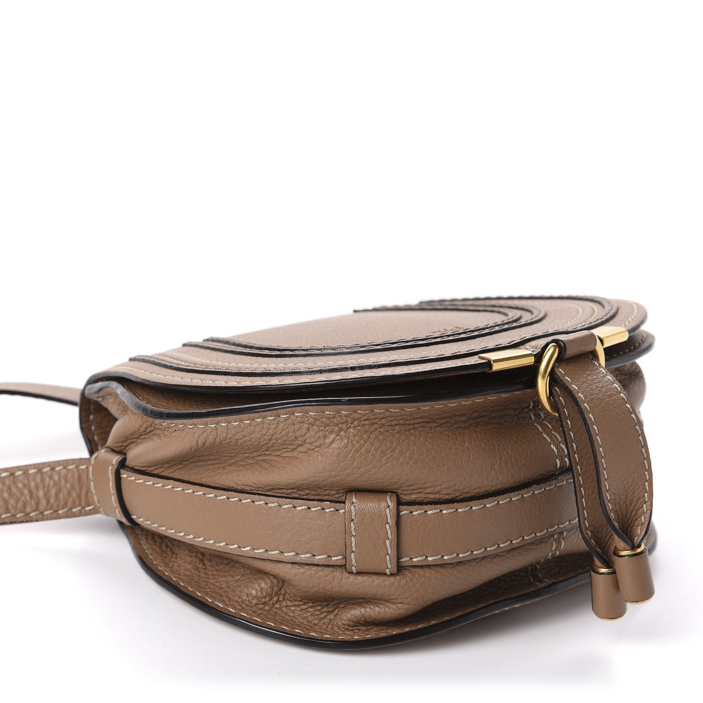 Calfskin Mini Marcie Round Crossbody Bag Nut