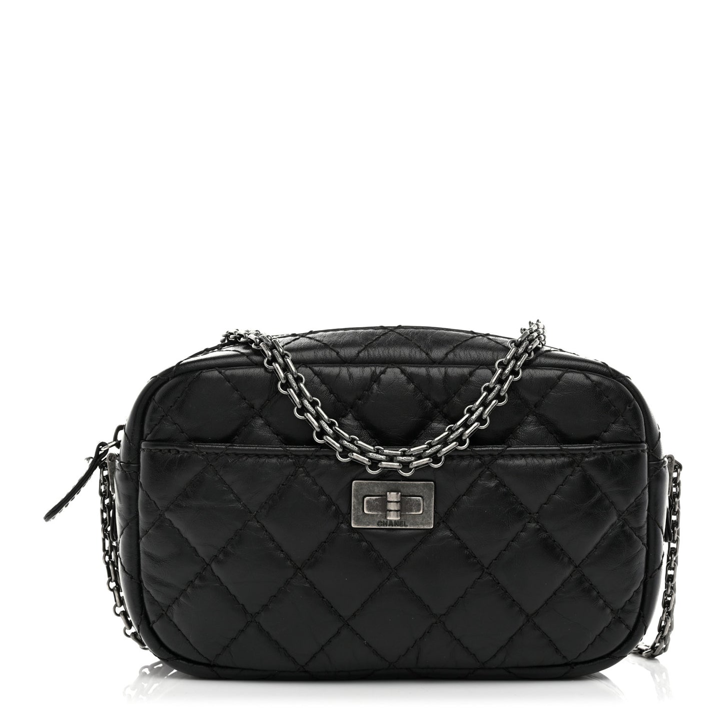 Aged Calfskin Quilted Mini Reissue Camera Case Black