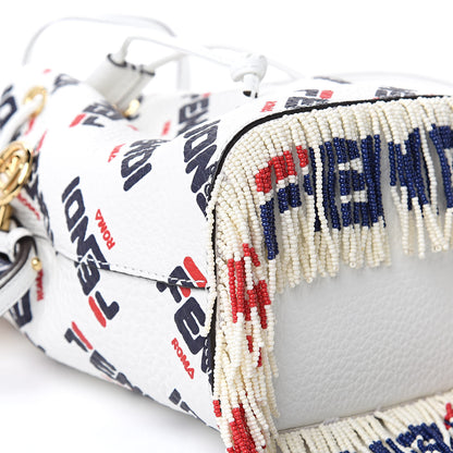 Fendi X FILA Calfskin F is Fendi Mania Fringe Mini Mon Tresor Bucket Bag White 8 of 10