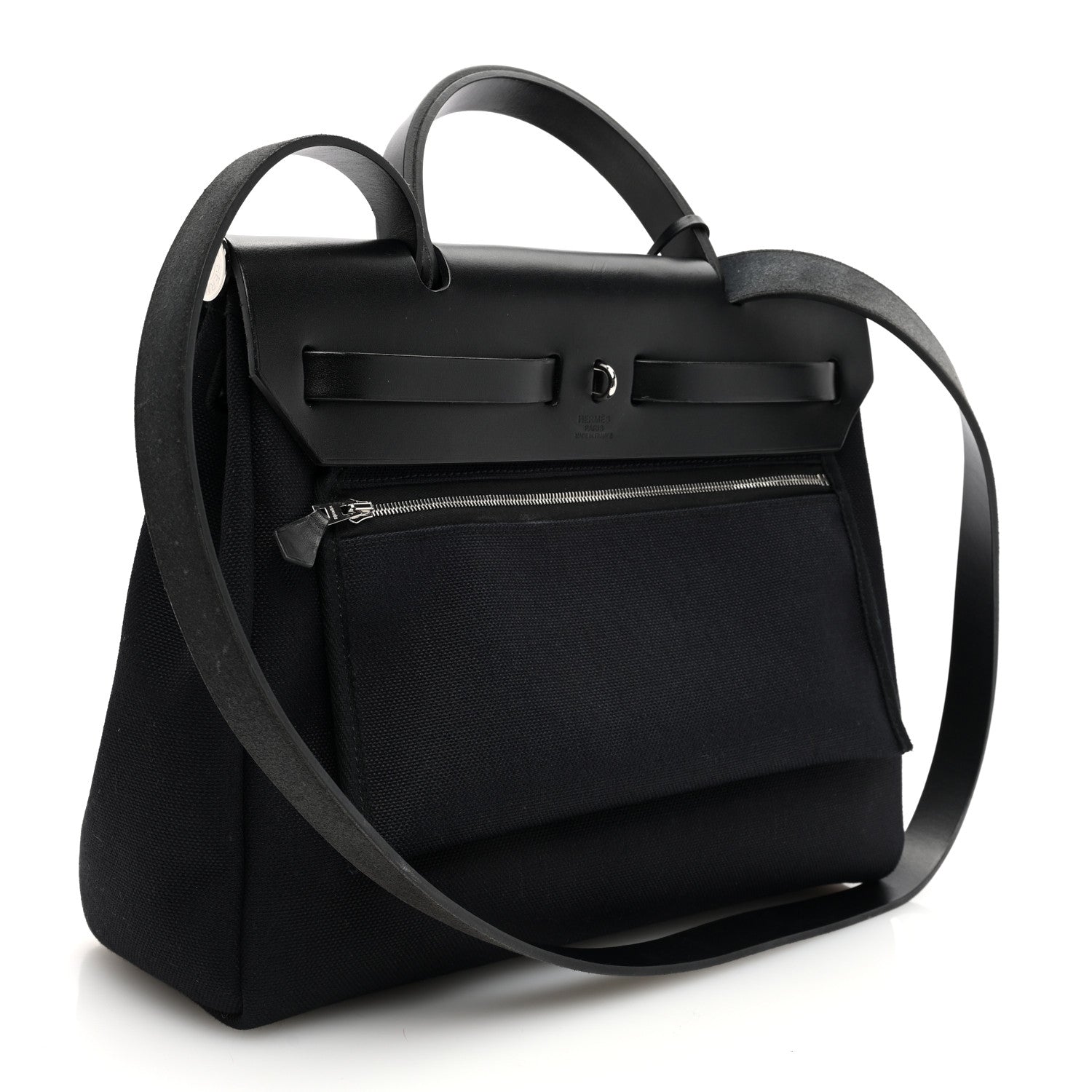 Hermes Military Toile Vache Hunter Herbag Zip PM 31 Black 4 of 11