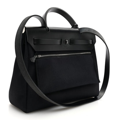 Hermes Military Toile Vache Hunter Herbag Zip PM 31 Black 4 of 11