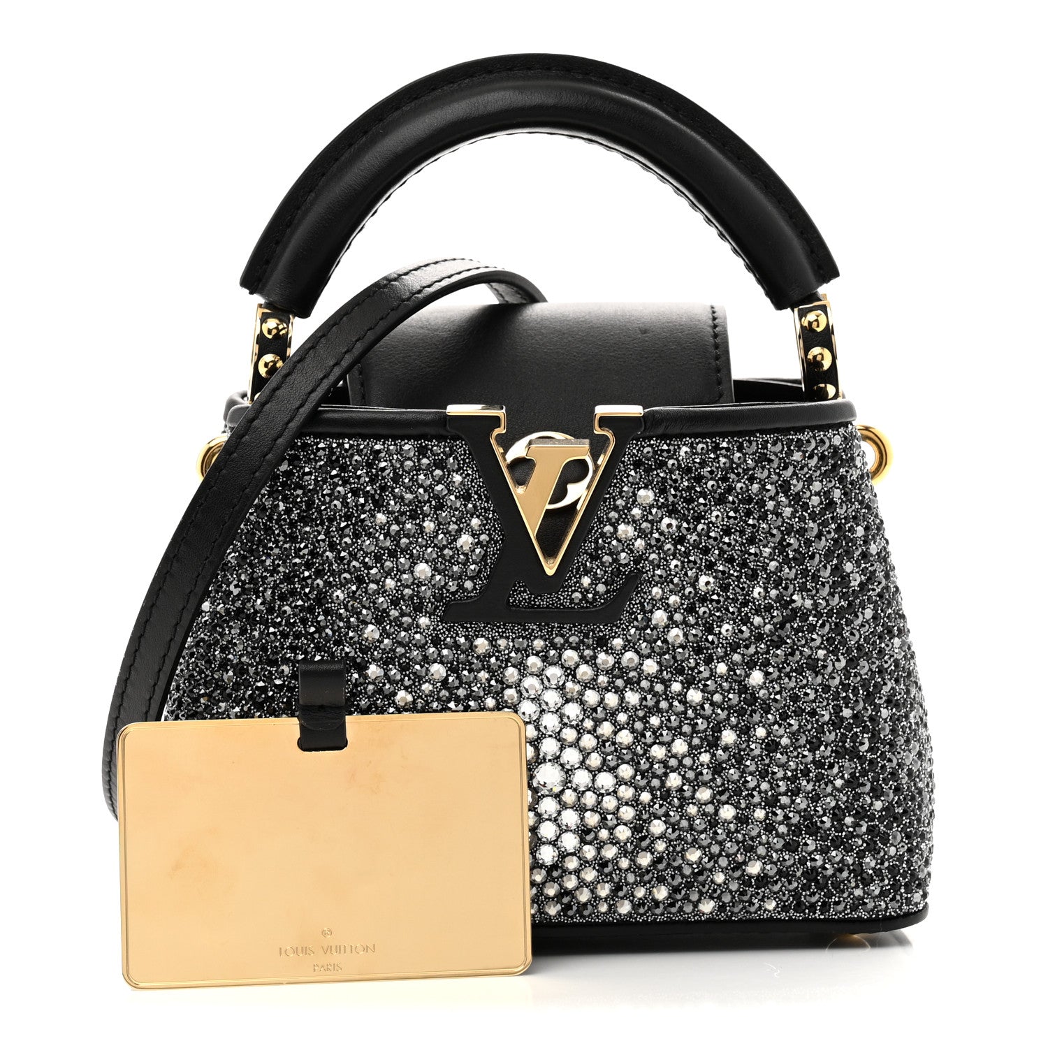 Louis Vuitton Crystal Cowhide Nano Capucines Silver Black 3 of 11