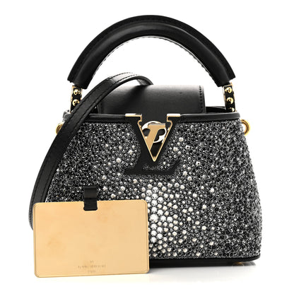 Louis Vuitton Crystal Cowhide Nano Capucines Silver Black 3 of 11