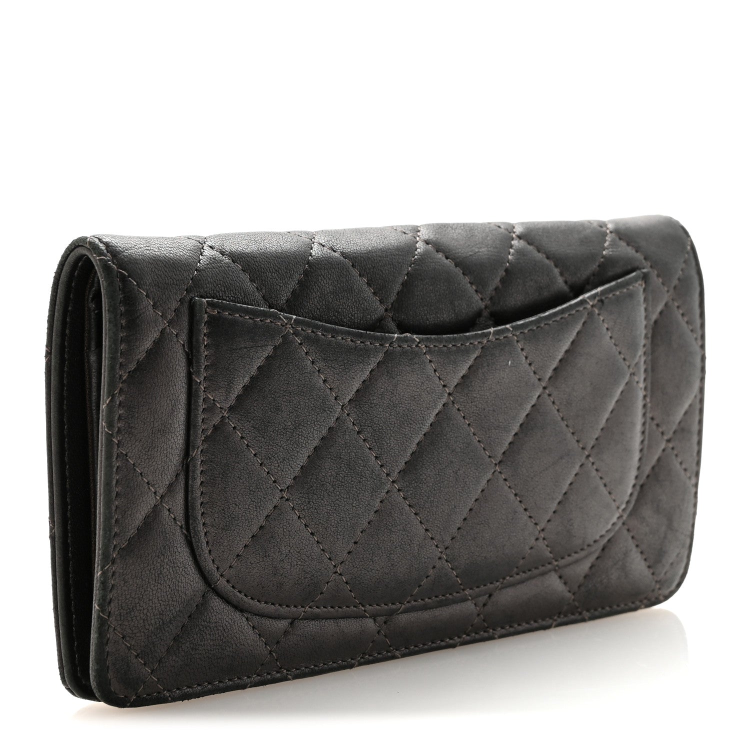 Chanel Metallic Lambskin Quilted Yen Wallet Grey 3 of 7