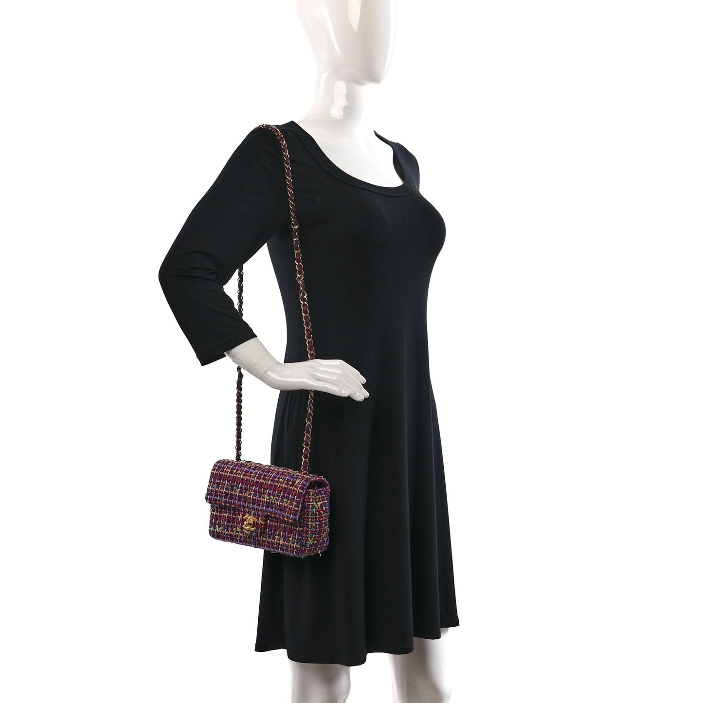 Tweed Quilted Mini Rectangular Flap Pink Multicolor