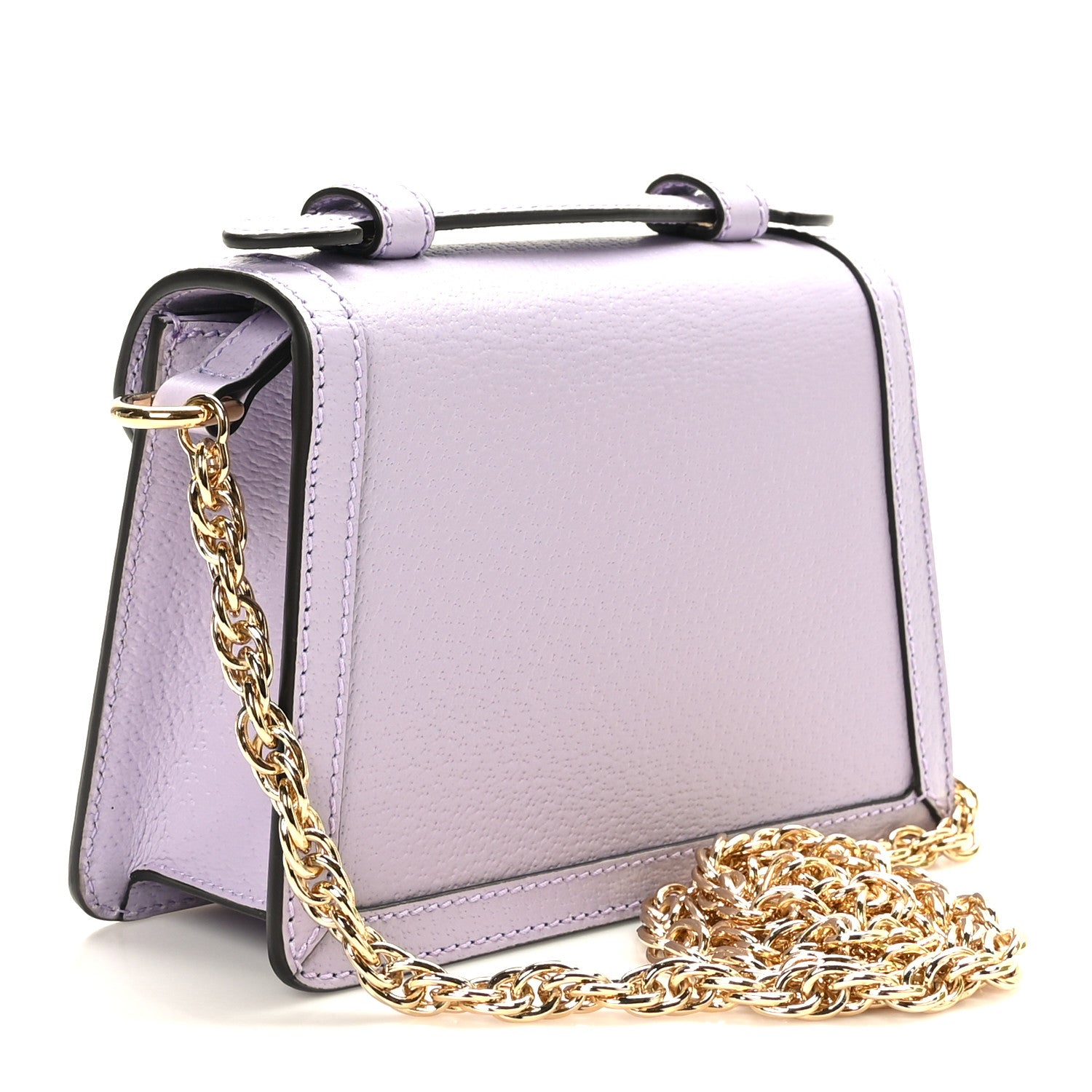 Gucci Textured Dollar Calfskin Mini Ophidia Padlock Top Handle Chain Shoulder Bag Lapis 3 of 10
