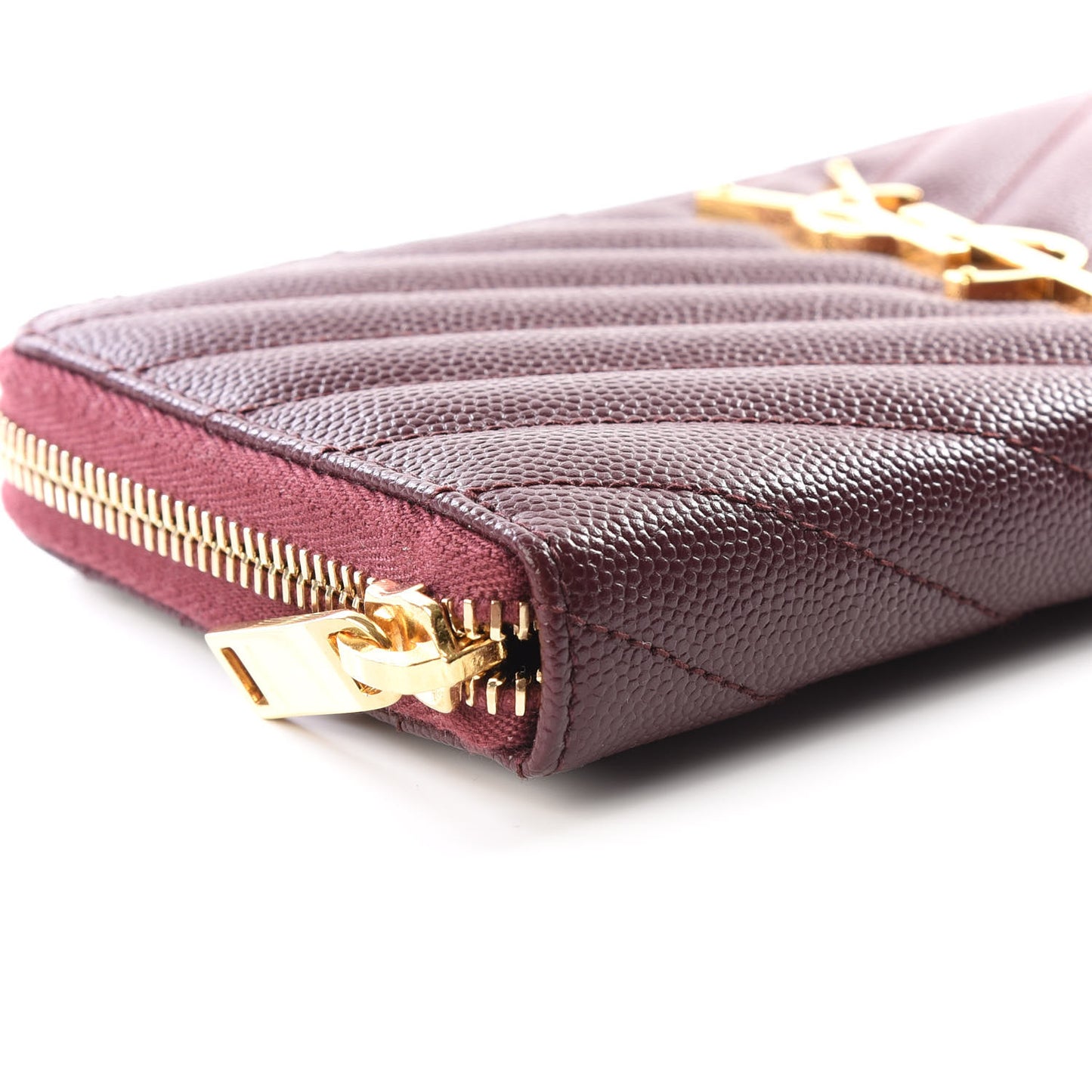 Grain De Poudre Matelasse Chevron Monogram Zip Around Wallet Amaranto