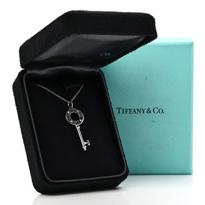 Tiffany 18K White Gold Diamond Atlas Pierced Key Pendant Necklace 6 of 6