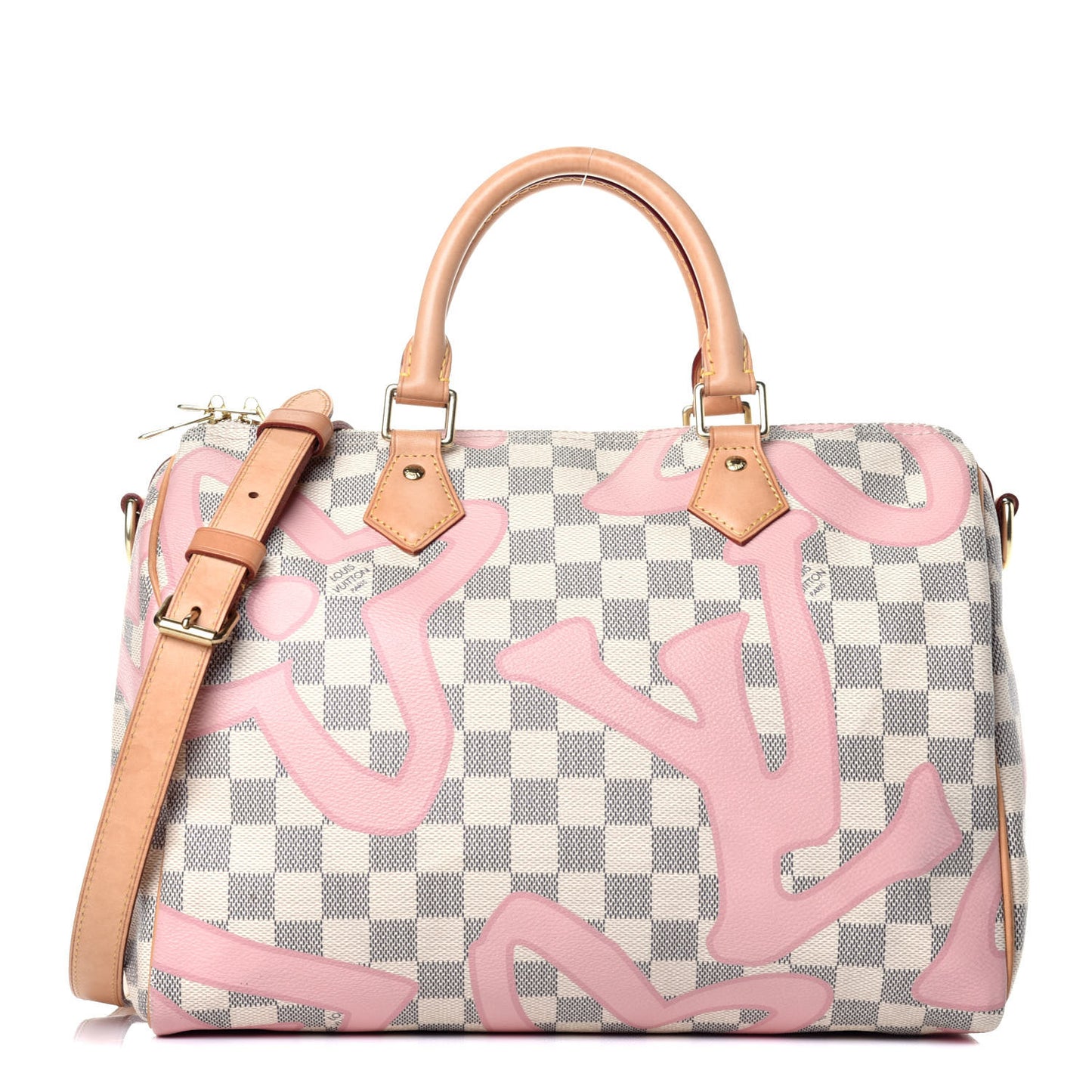 Damier Azur Tahitienne Speedy Bandouliere 30 Rose Ballerine