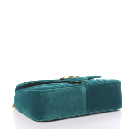 Gucci Velvet Matelasse Small GG Marmont Shoulder Bag Pavone Cyan 4 of 10