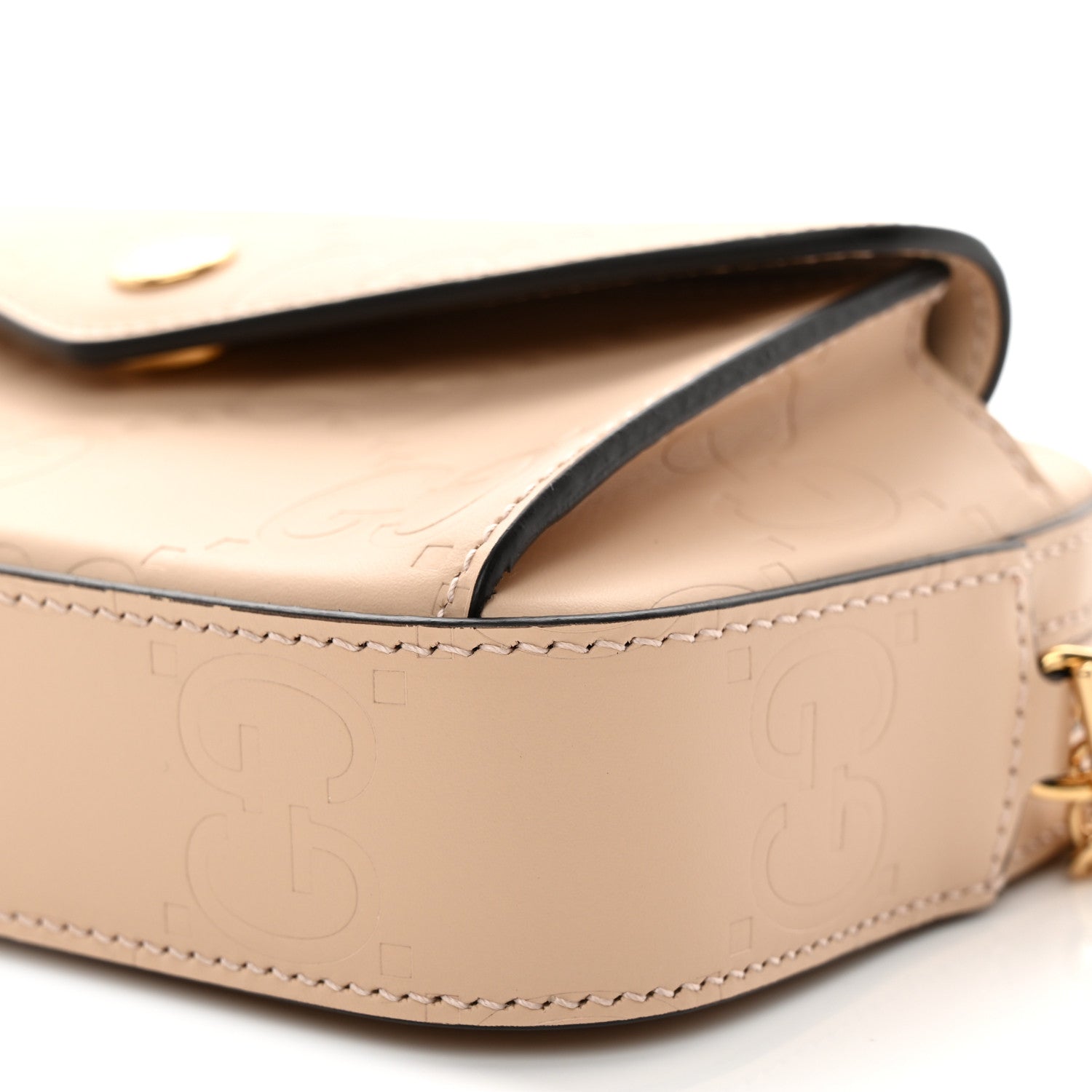 Gucci Calfskin GG Super Mini Debossed Chain Wallet Light Beige 10 of 10