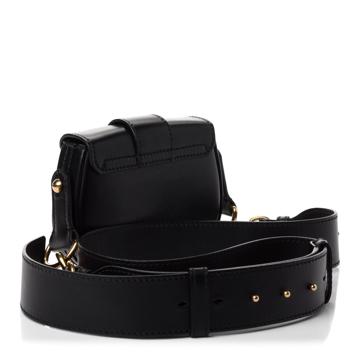 Calfskin Mini D Fence Saddle Bag Black