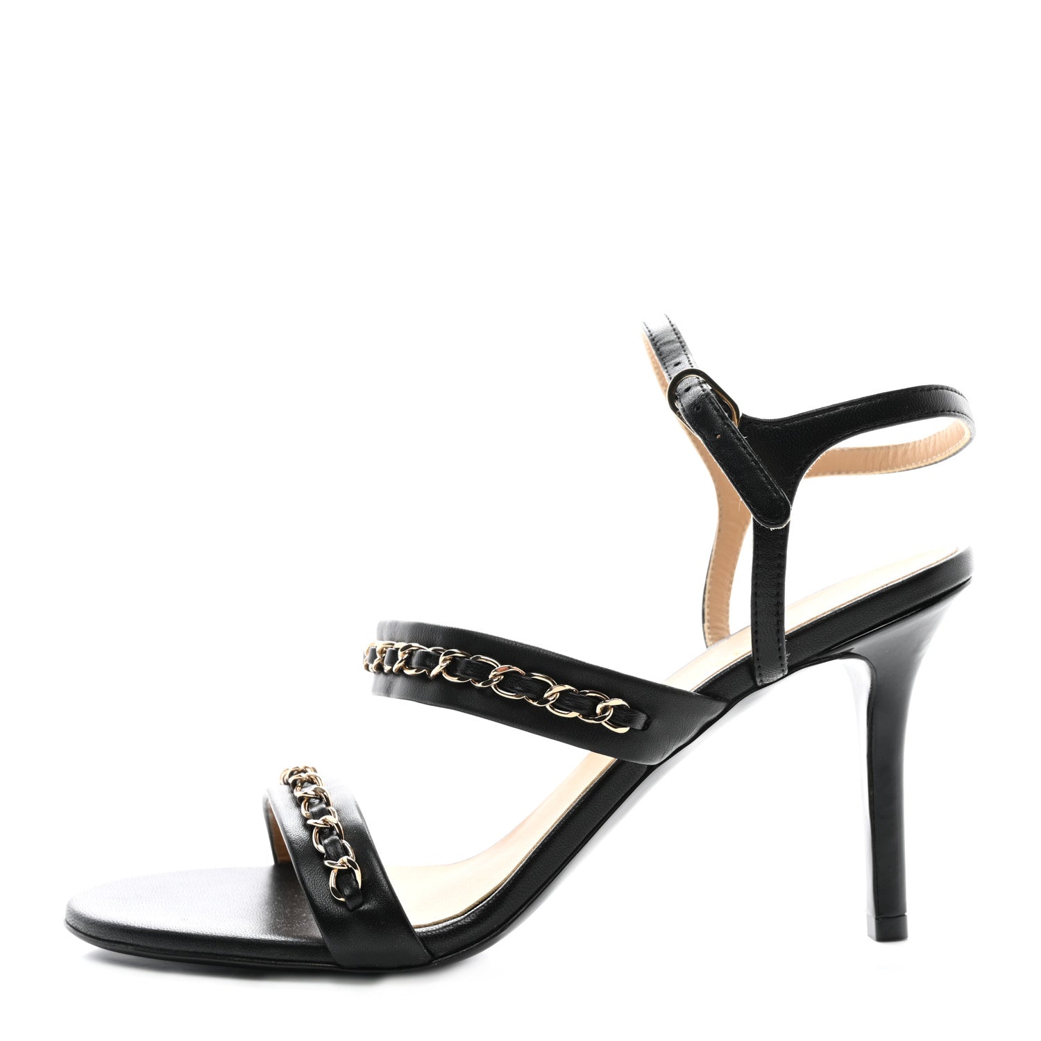 Chanel Lambskin Chain Strap Sandals 39 Black 1 of 9