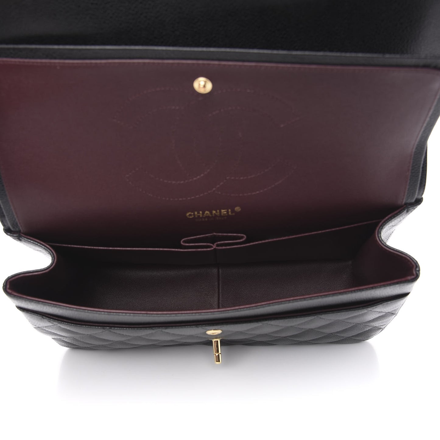 Caviar Quilted Jumbo Double Flap Black