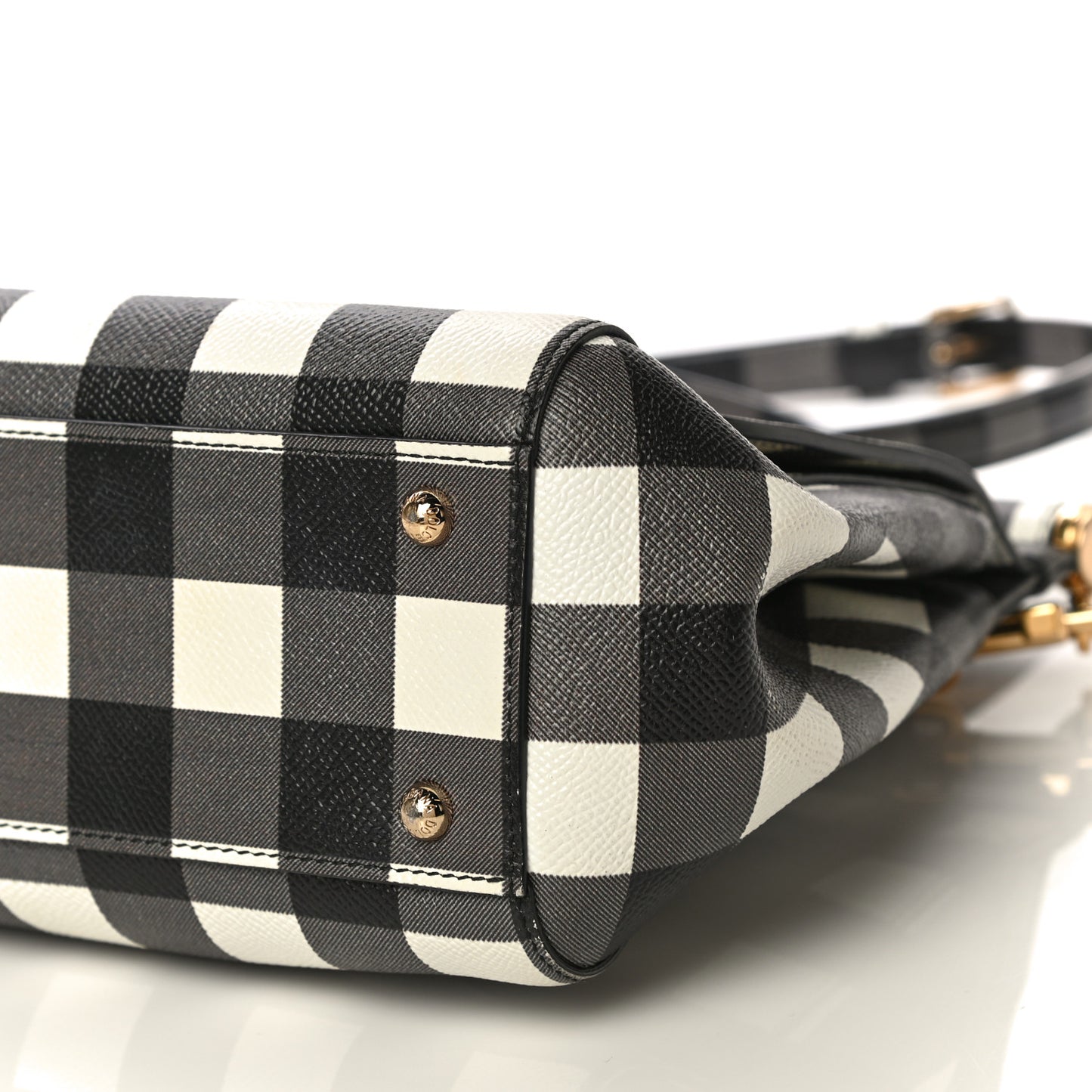 Dauphine Print Checker Medium Miss Sicily Satchel Black White