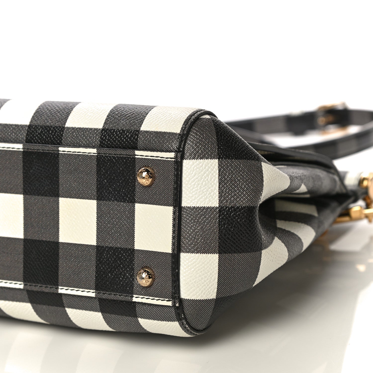Dolce & Gabbana Dauphine Print Checker Medium Miss Sicily Satchel Black White 9 of 18