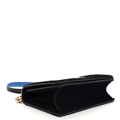 Christian Dior Velvet Oblique Medium Diorama Flap Bag Black Blue 4 of 10