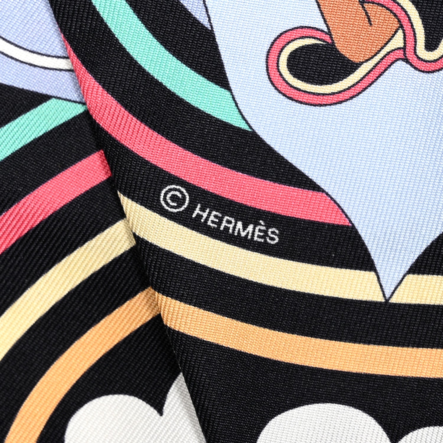 Hermes Silk Carres Volants Twilly Black Ciel Multicolor 4 of 6
