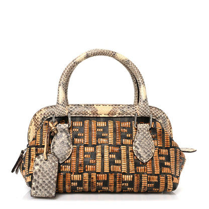 Fendi Woven Straw Snakeskin Selleria Mini Adele 1328 Bag Naturale 1 of 11