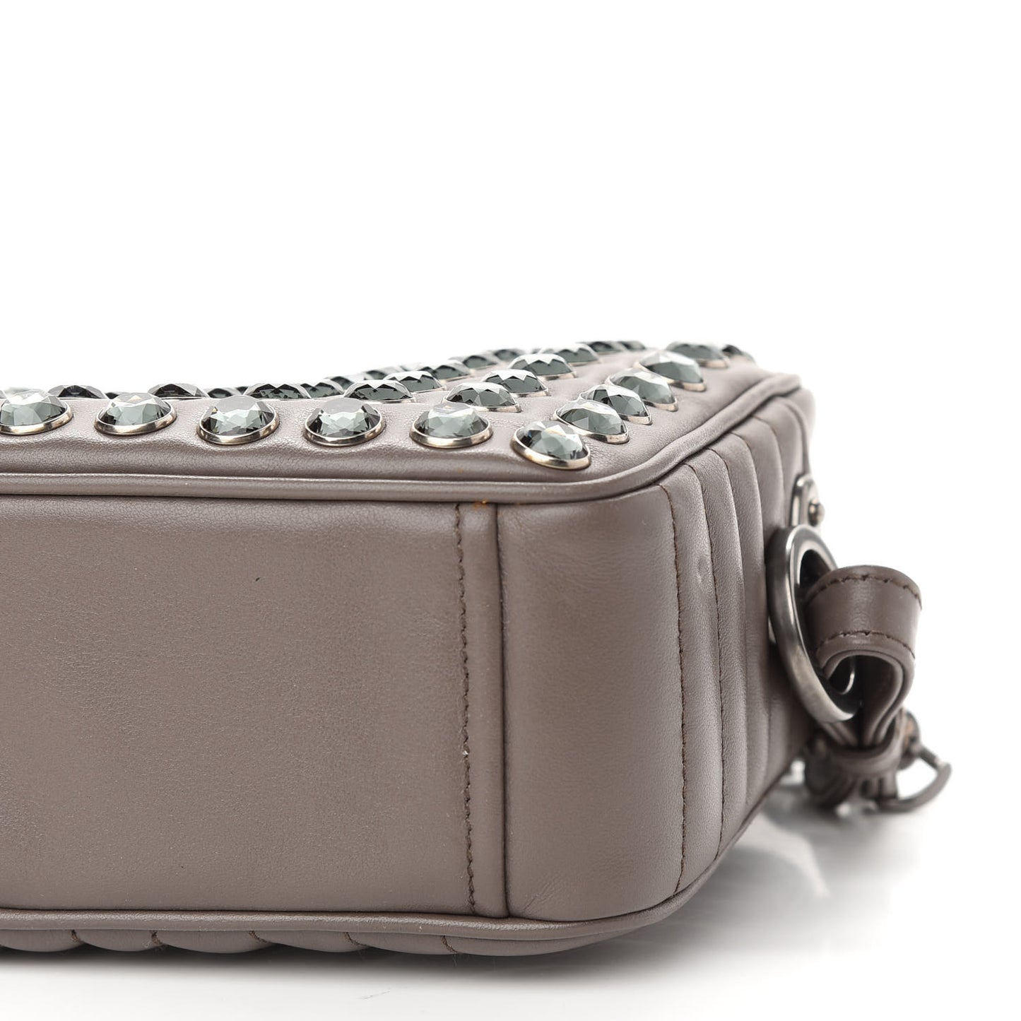 Soft Calfskin Crystal Impunture Camera Bag Bambu