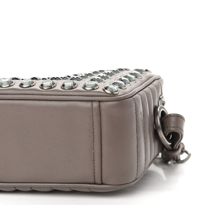 Prada Soft Calfskin Crystal Impunture Camera Bag Bambu 7 of 7