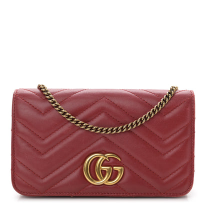 Gucci Calfskin Matelasse GG Marmont Mini Bag Hibiscus Red 1 of 13