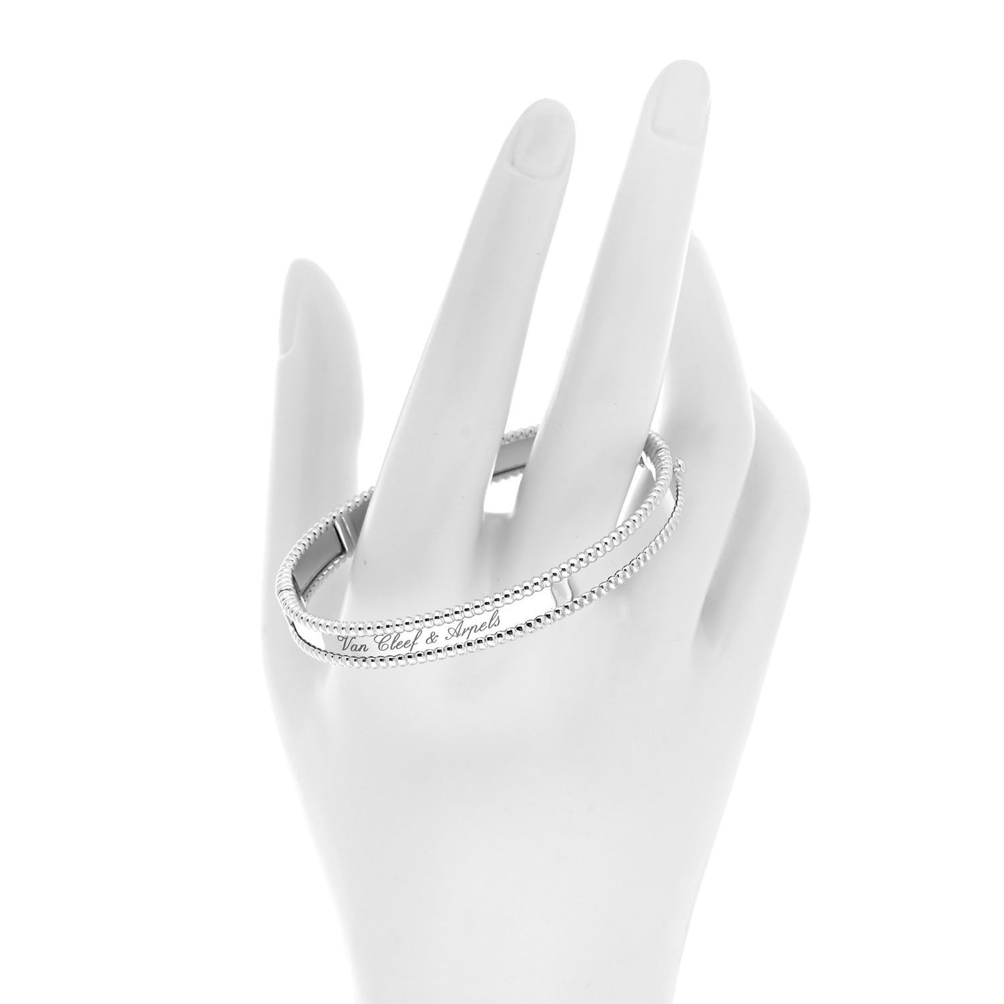 18K White Gold Perlee Signature Bangle Bracelet M