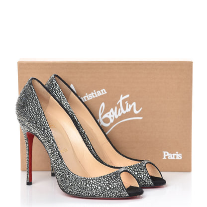 Christian Louboutin Suede Crystal Sexy Strass 100 Peep Toe Pumps 40 Black Diamond 14 of 14