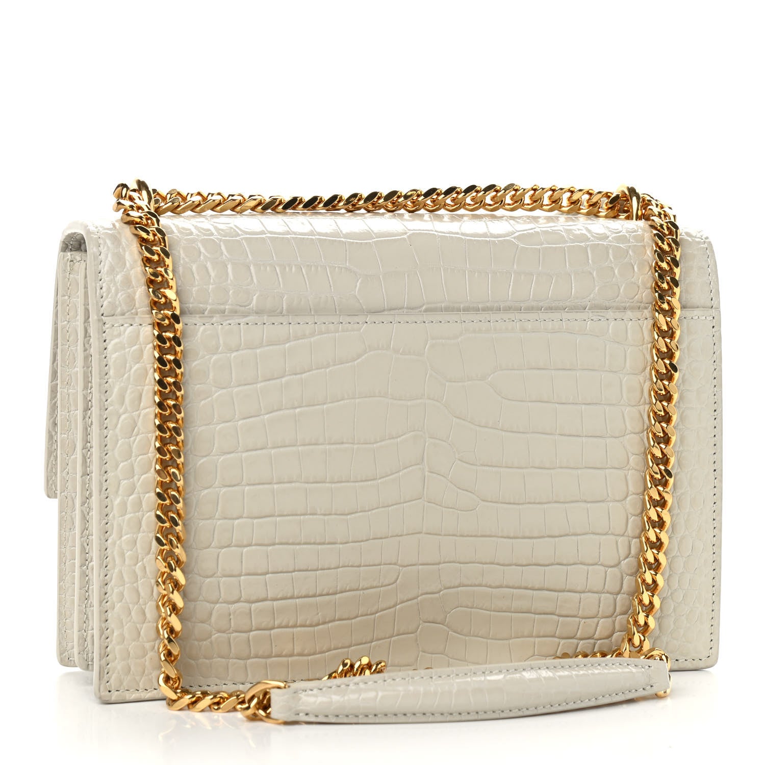 Saint Laurent Calfskin Crocodile Embossed Medium Monogram Sunset Blanc Vintage 2 of 11