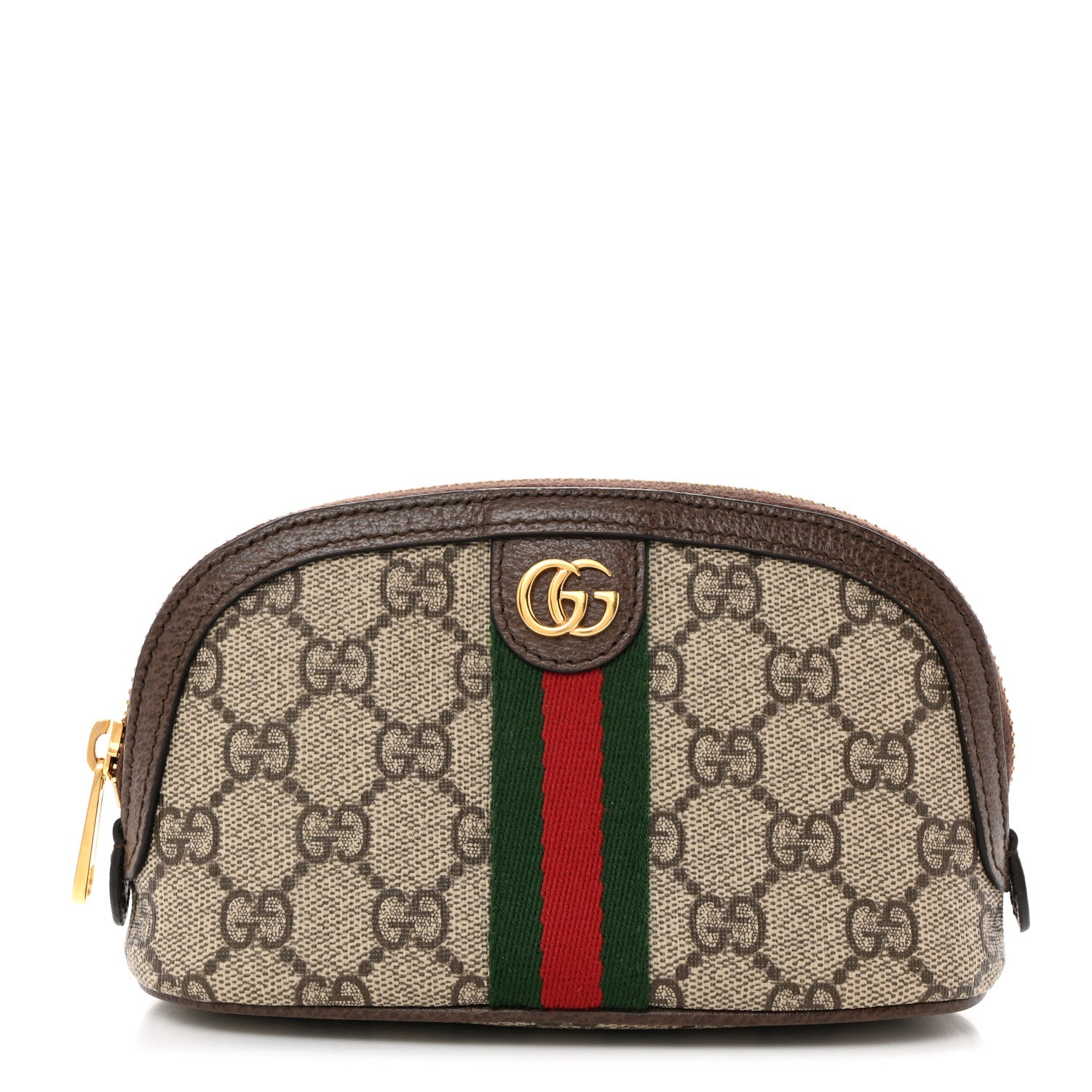 Gucci GG Supreme Monogram Textured Calfskin Web Medium Ophidia Cosmetic Case Beige Ebony New Acero 1 of 8