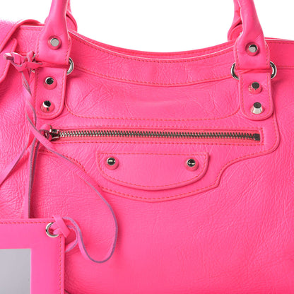 Balenciaga Agneau Classic Silver Hardware City Rose Fluo 10 of 10