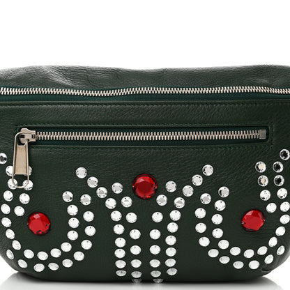 Gucci Grained Calfskin Crystal Embellished Small Belt Bag Green 8 of 10