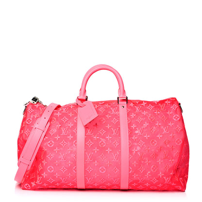 Louis Vuitton Monogram Fluo See Through Keepall Bandouliere 50 Rose 1 of 11